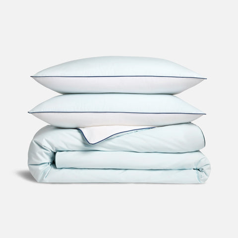 Piped Classic Percale Duvet Set