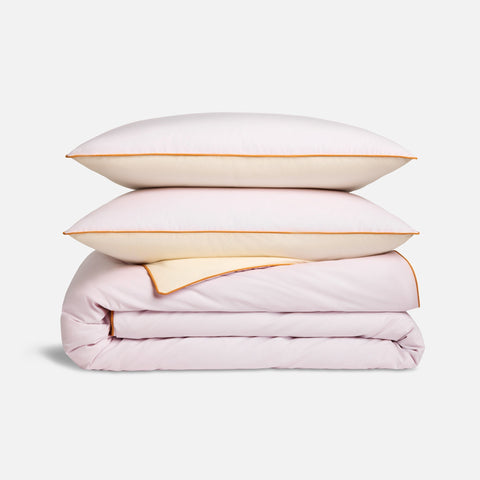 Piped Classic Percale Duvet Set