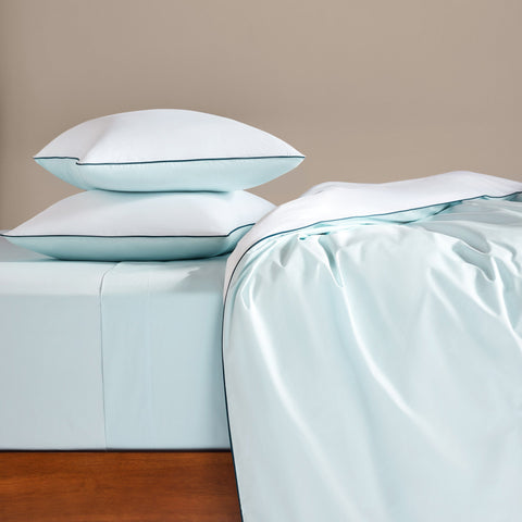 Piped Classic Percale Duvet Set