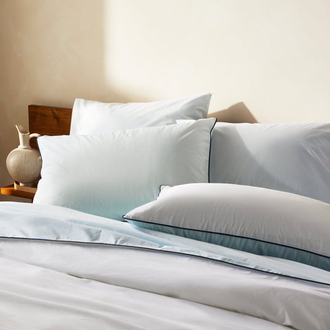 Piped Classic Percale Duvet Set